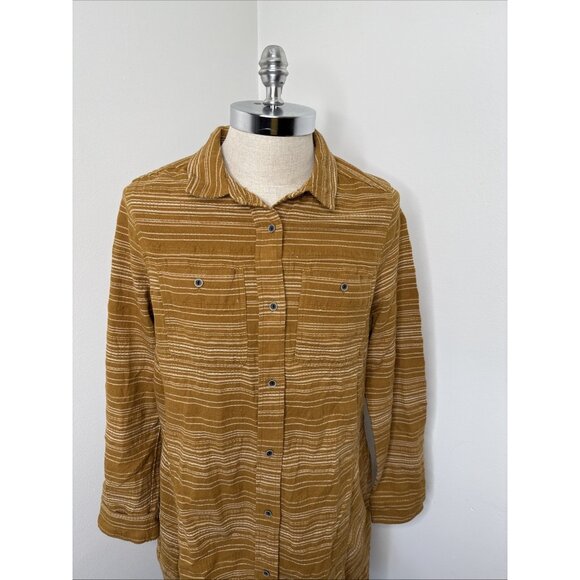 Prana Dyri Dress XL Antique Bronze NEW Button Front Shirt Dress Organic Cotton - Picture 3 of 8